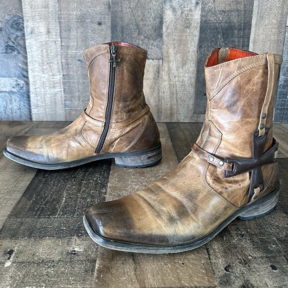 Mark Nason Italy 67179 Cross Side Zip Square Toe Ankle Boots Mens 10.5 - Picture 9 of 12